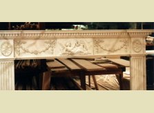 Marble paint effect on hand carved Hallidays' mantelpiece